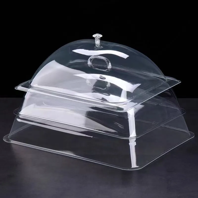 [ ] Acrylic Dish Transparent Rectangular Round Food Anti-dust Cover Cooked Foo