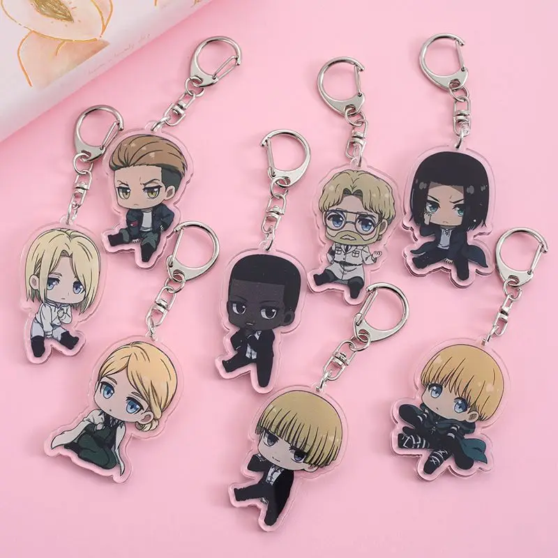 1/8Pcs Anime Attack on Titan Acrylic Car Keychain Cute Backpack Pendant Funny Bag Charms Accessories Decoration Holiday Gifts