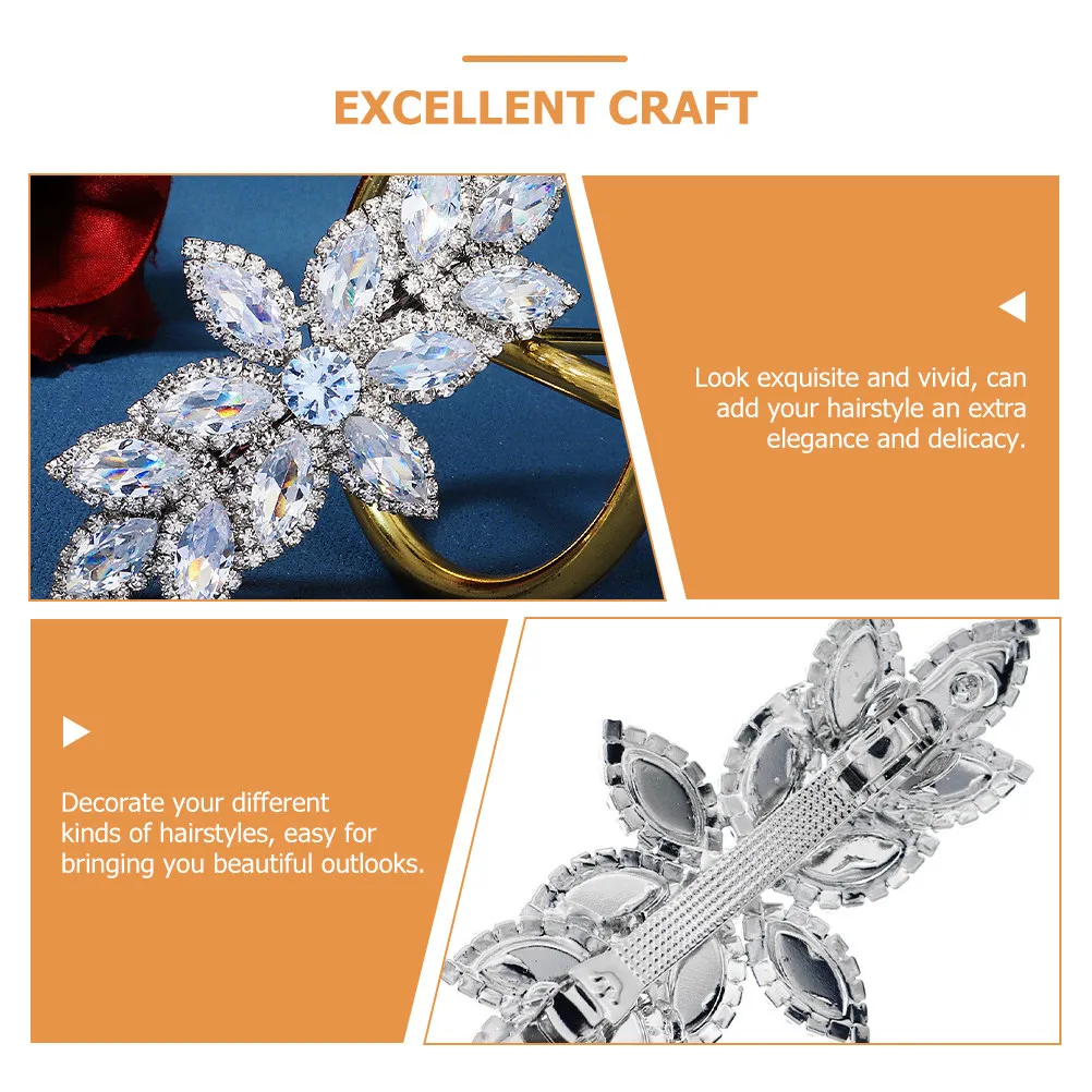 

Rhinestones Hair Clip Exquisite Craft Wedding Hairpin Crystal Hair Barrette for Women Girls Styling Tools Rhinestones Hairpin
