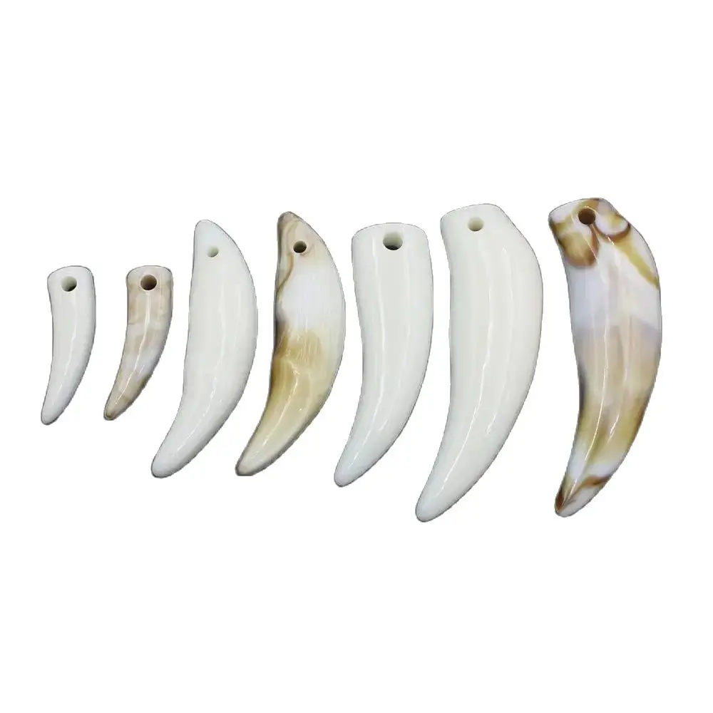 20pcs/30pcs/100pcs Ivory Horn Pendants For Jewelry Making Acrylic Wolf Teeth Charms Pendant Resin Beads DIY Jewelry Accessorie