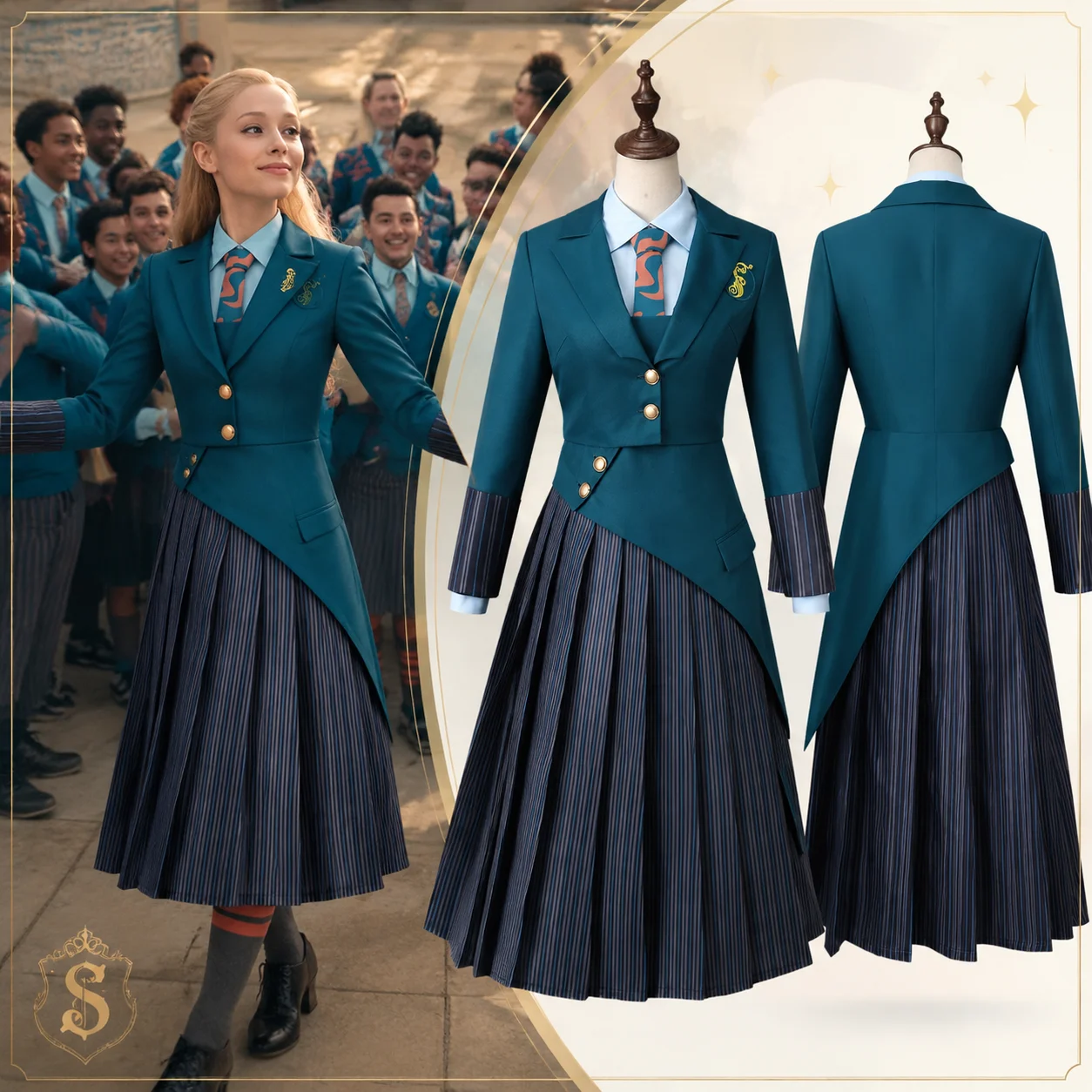 Witch Cosplay Costume for Women Glynda Elphaba School Unifor