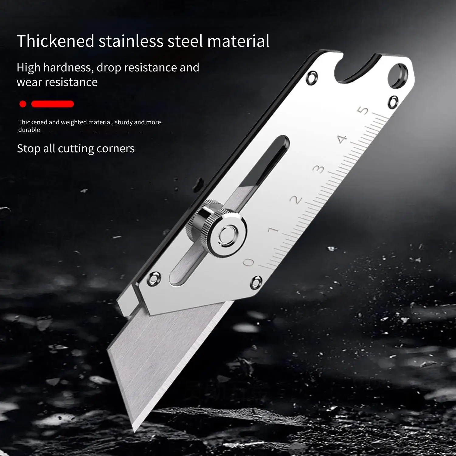 

All-Steel Industrial Utility Knife Set - Heavy-Duty Cutter with 5 Blades for Wallpaper, Cardboard & Crafts