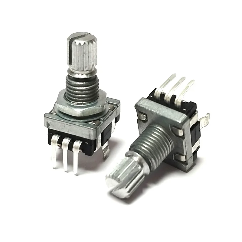 2pcs 30 Position 360 Degree Rotary Encoder EC11 w Push Button 5Pin Handle Long 15MM With A Built In Push Button Switch