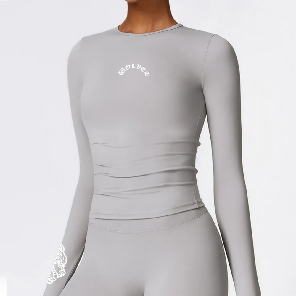 قميص Darc Sport للسيدات بأكمام طويلة للتمرين، قميص فتل الرطوبة بقصة ضيقة للجري في صالة الألعاب الرياضية واليوجا، ملابس رياضية مناسبة