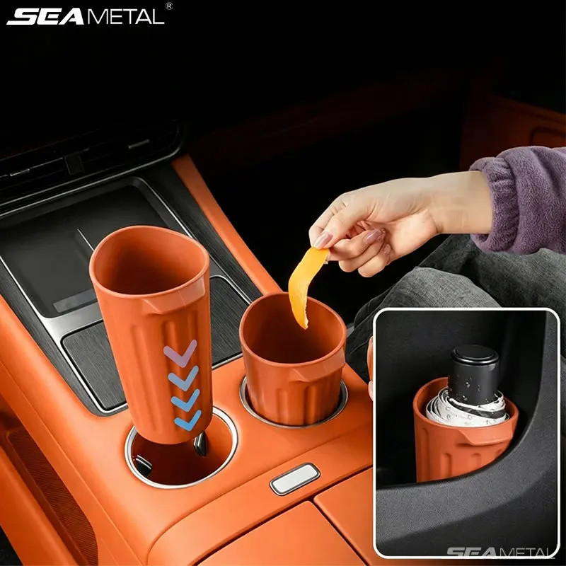 SEAMETAL-Basurero para coche, de silicona de calidad alimentaria, antideslizante, resistente a giros, lavable, repelente al aceite, a prueba de fugas, portavasos