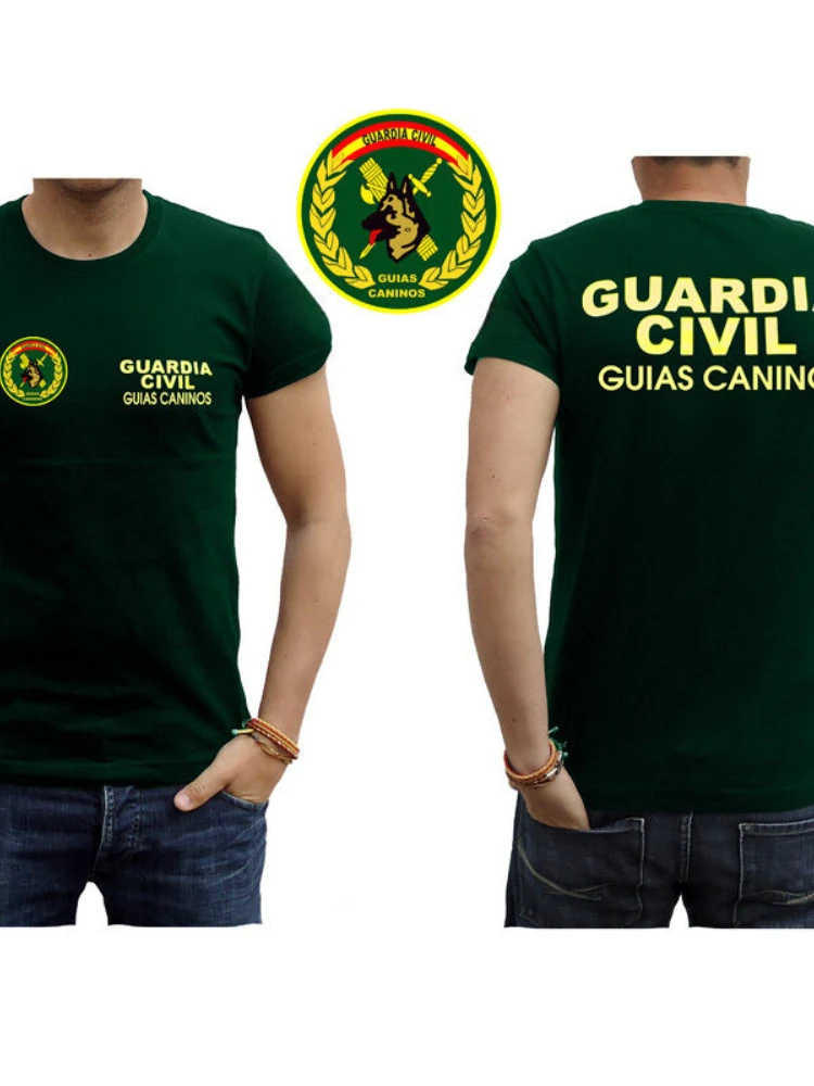 Spanish Guardia Civil Canine Guides T-shirts Short Sleeve Casual 100% Cotton Men Shirt