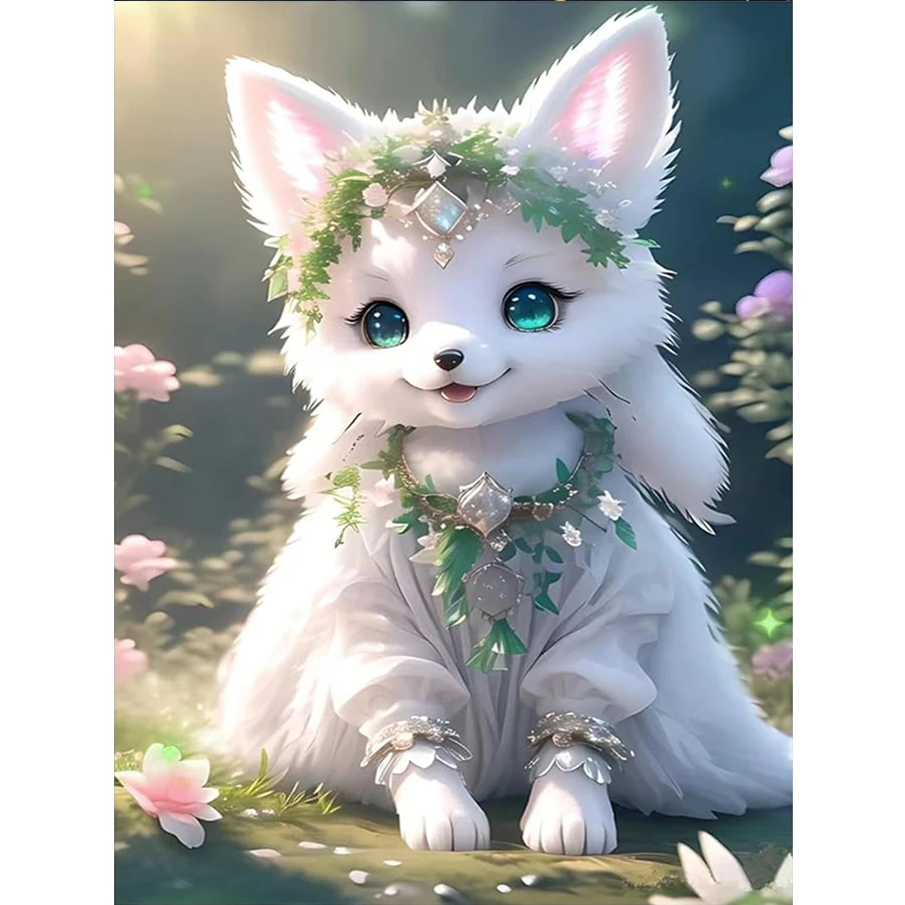 

DIY Полный круглый набор алмазной живописи, милое животное, лиса, мозаика, украшение дома, художественный подарок ручной работы