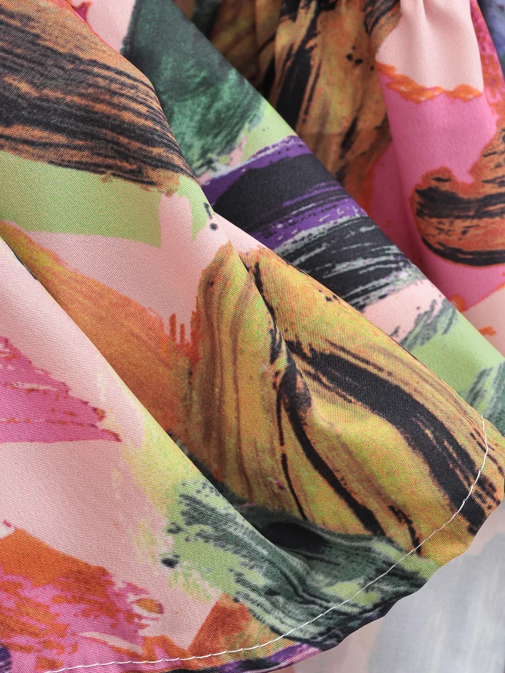 European Fashion Women's Long Sleeve Graffiti Printed Casual A-line Loose Long Dress