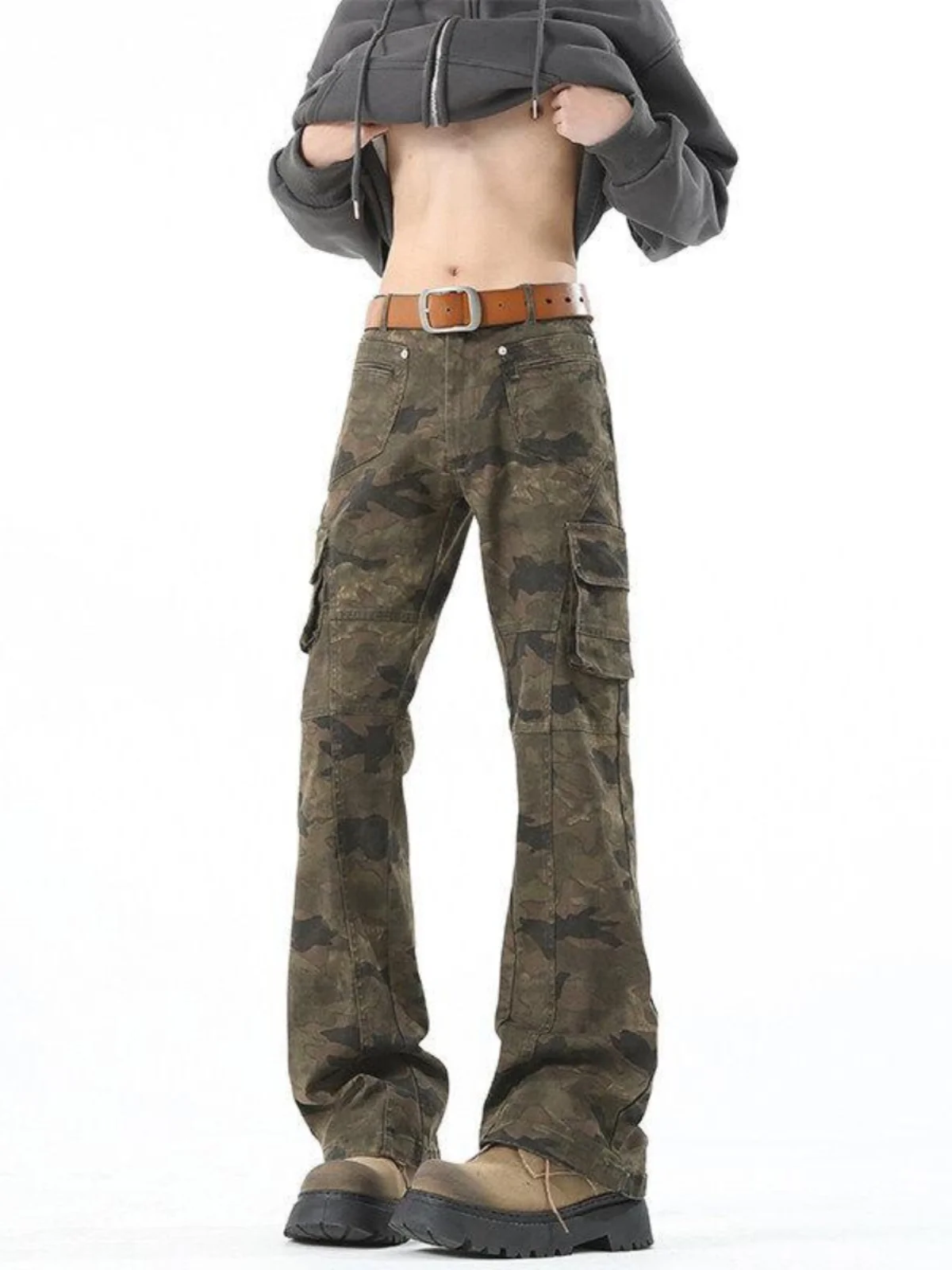 

Американские ретро-брюки в камуфляжном стиле, мужские джинсы с узкими прямыми штанинами, весенне-осенние молодежные повседневные брюки в стиле High Street