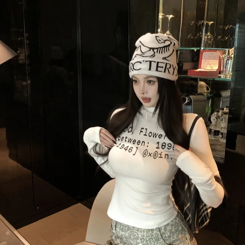 

Сексуальная зимняя длинная футболка Sve Camere Protein Thermal Base irt, женская облегающая эластичная футболка с буквенным принтом, удобная дышащая