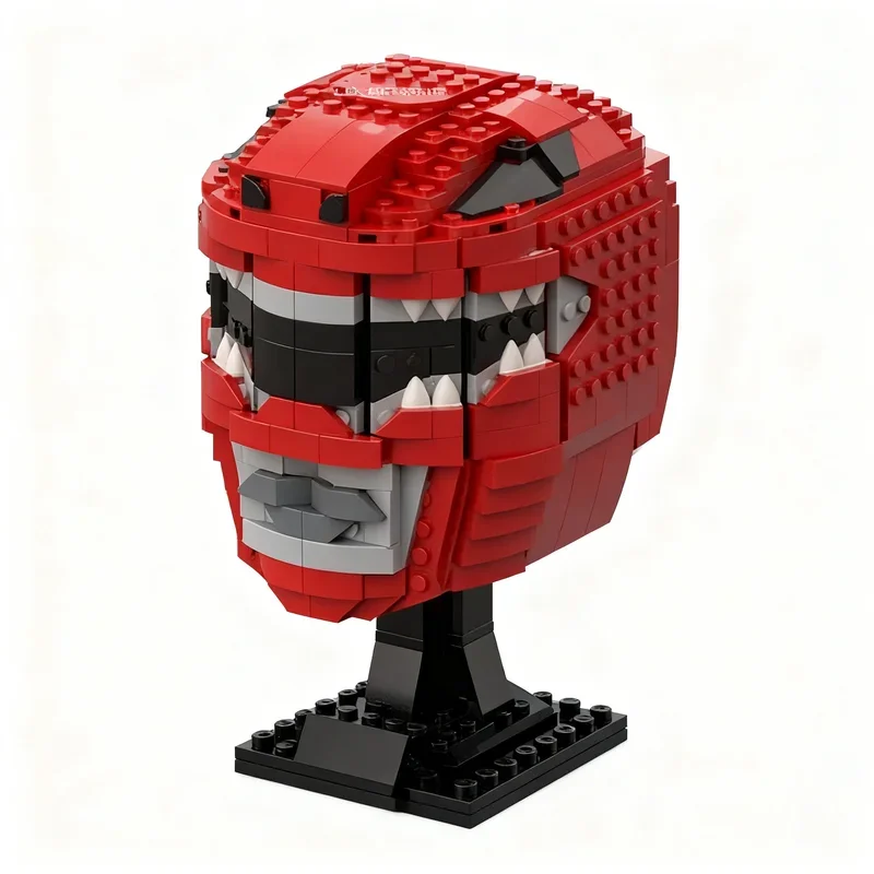 

637PCS MOC Creative Helmet Red Ranger Model Custom Building Blocks DIY Ideas Display Birthday Gift Assembly Home Decor Set Brick