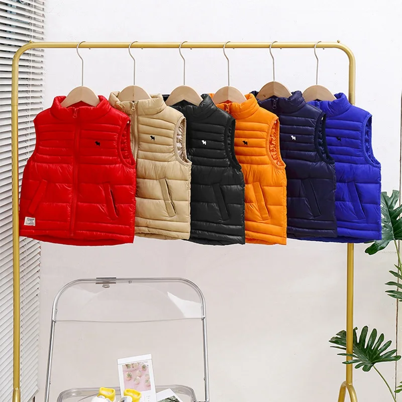 

6 Colors Unisex Kids Baby Lightweight Stand-Collar Padded Vest, Polyester Fiber Fill, Thin Warm Gilet for Spring Autumn Winter