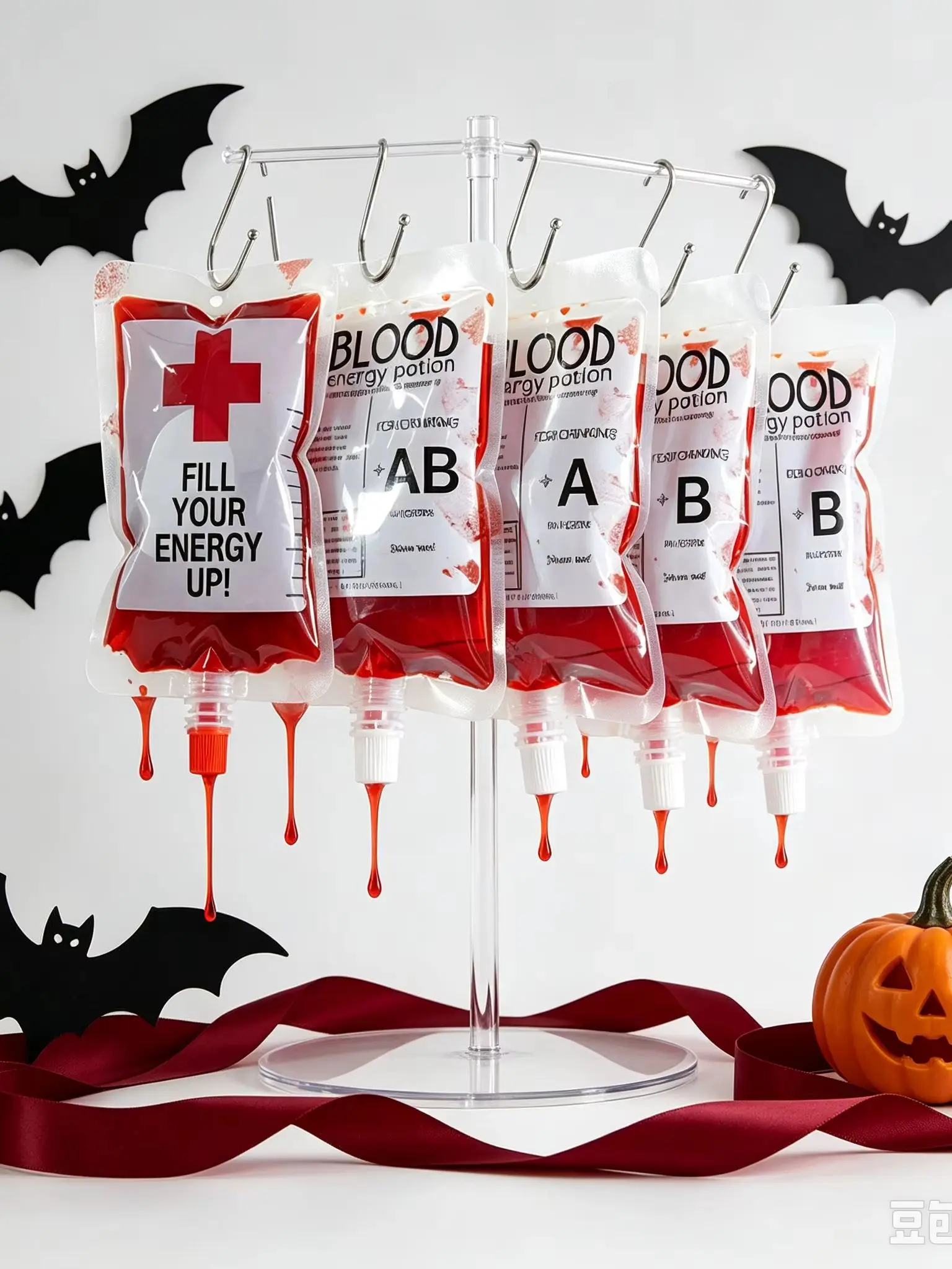 10 Stück 150ml Halloween Blutsaugender Getränkebeutel Horror Halloween Dekoration Requisite Vampir-Thema Zombie Cosplay Party Zubehör