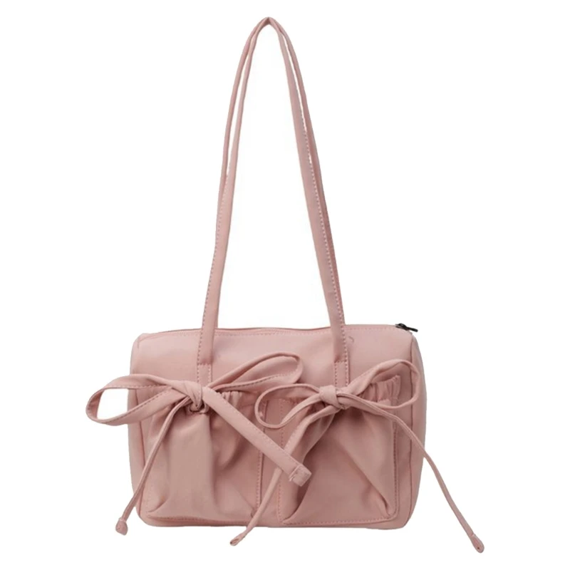 Women Armpit Bag Bows Handbag Large Capacity Underarm Bag Solid Shoulder Bag