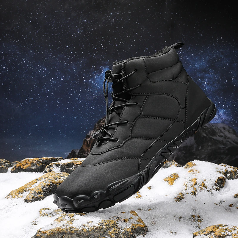 New Winter Booties Men Snow BareFoot Casual Shoes Outdoor Waterproof Work Shoes Warm Fur Men Ankle Shoes Snow Boots Plus Size 50