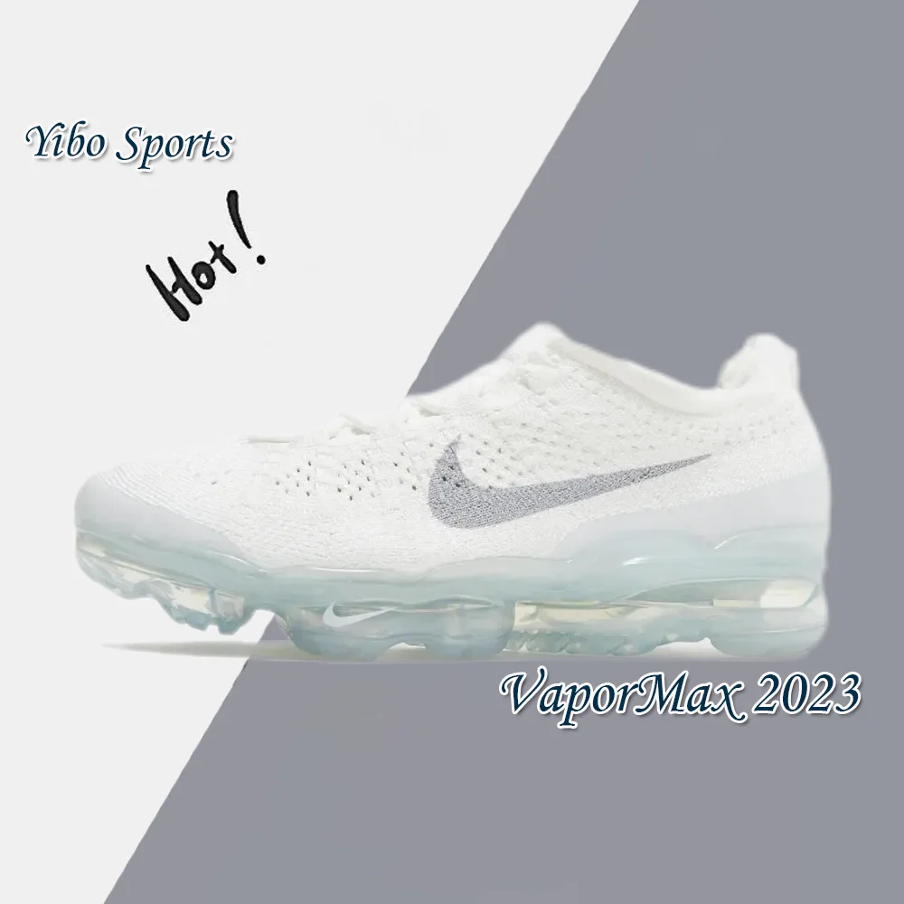 Nike Original White VaporMax 2023 Air Flyknit Men's and Women's Low Top Running Shoes Cushioned Breathable Athletic Shoes