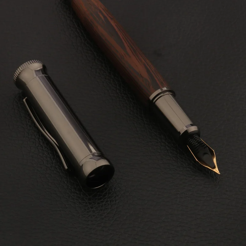 luxury quality metal Fountain Pen wood Wenge Gun Grey Stationery Office School Supplies ink pens