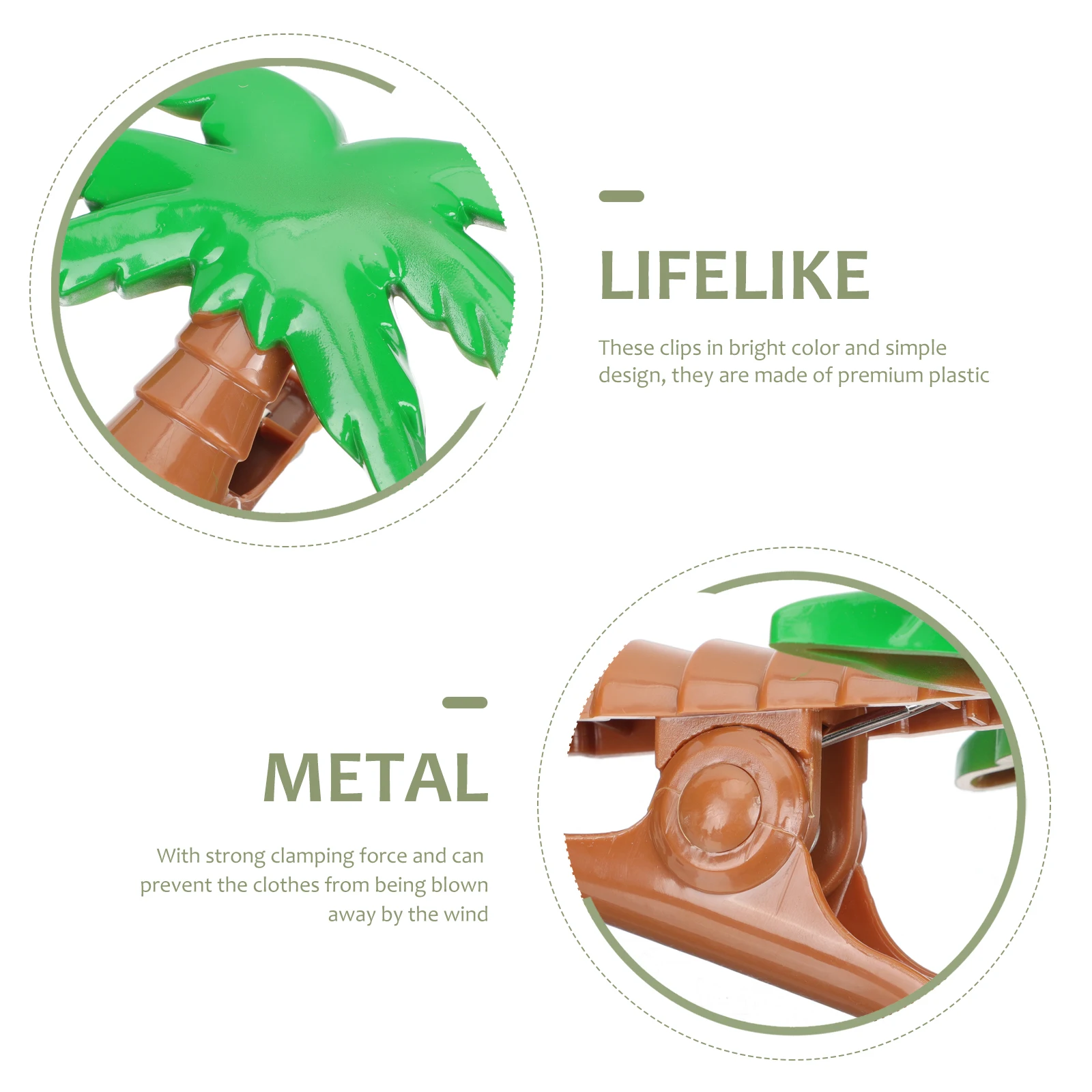 

2pcs Coconut Tree Beach Clips Palm Towel Holder Clamp Windproof Clothes Drying Quilt Clip Plastic Strong Clamping Force Non Slip