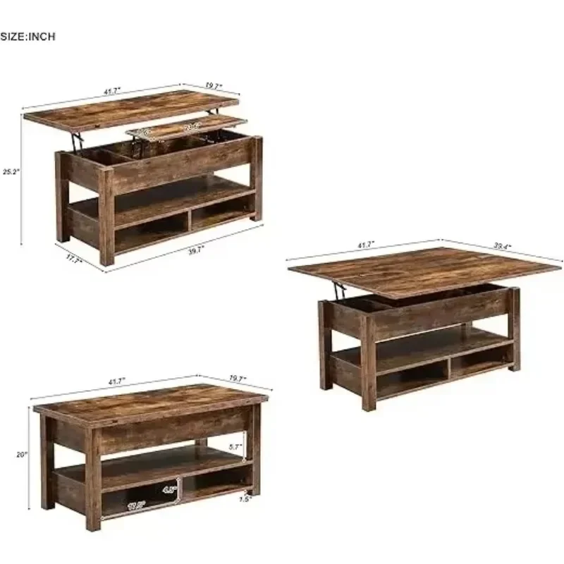 

XMSJ-Modern Multi-Functional Lift Top Coffee Table with Open Shelves, for Living Room, Home Office, Black