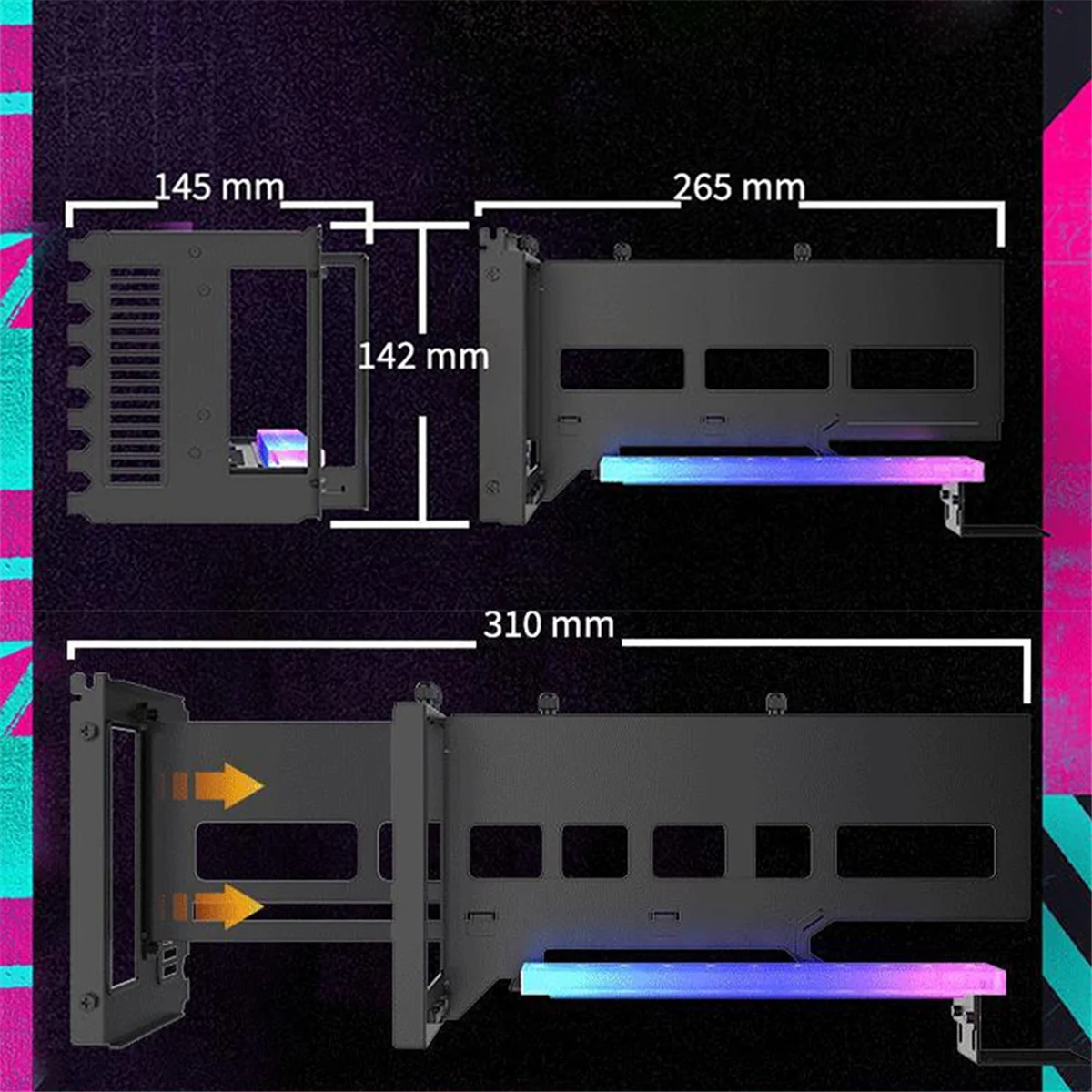

AB01 EZ-40 ARGB Graphics Card Vertical Bracket PCIe 4.0 X16 Adapter Cable GPU Graphics Card Steering Bracket