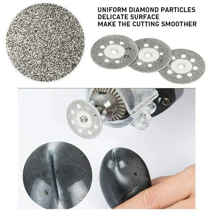 10 Pcs Diamond Cutting Wheel Cut Off Discs Coated Rotary Tools With Mandrel 22Mm For Dremel