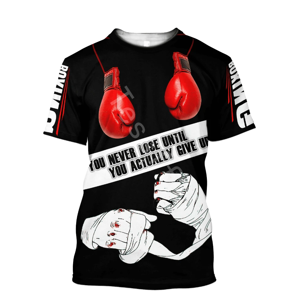 

3D Printed Boxing Sports T-shirt, Harajuku Unisex Round Neck Short Sleeve Street Casual Shirt, Summer Breathable Clothing