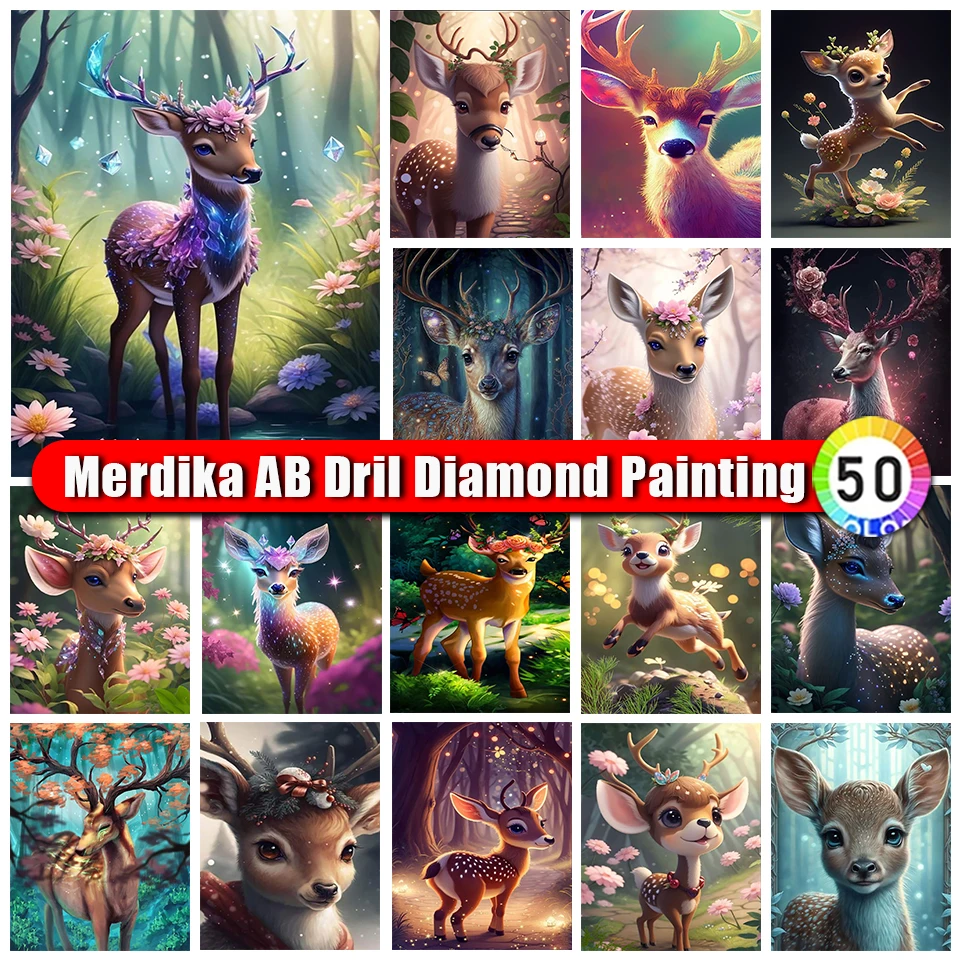 

Merdika Zipper Bag AB Diamond Painting Deer Animal Cross Stitch Set Diamond Mosaic Embroidery Cartoon for Children DIY Gifts