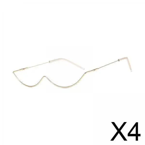 

4x Metal Half Frame Glasses No Lens Eyewear for Women Travel And Selfies