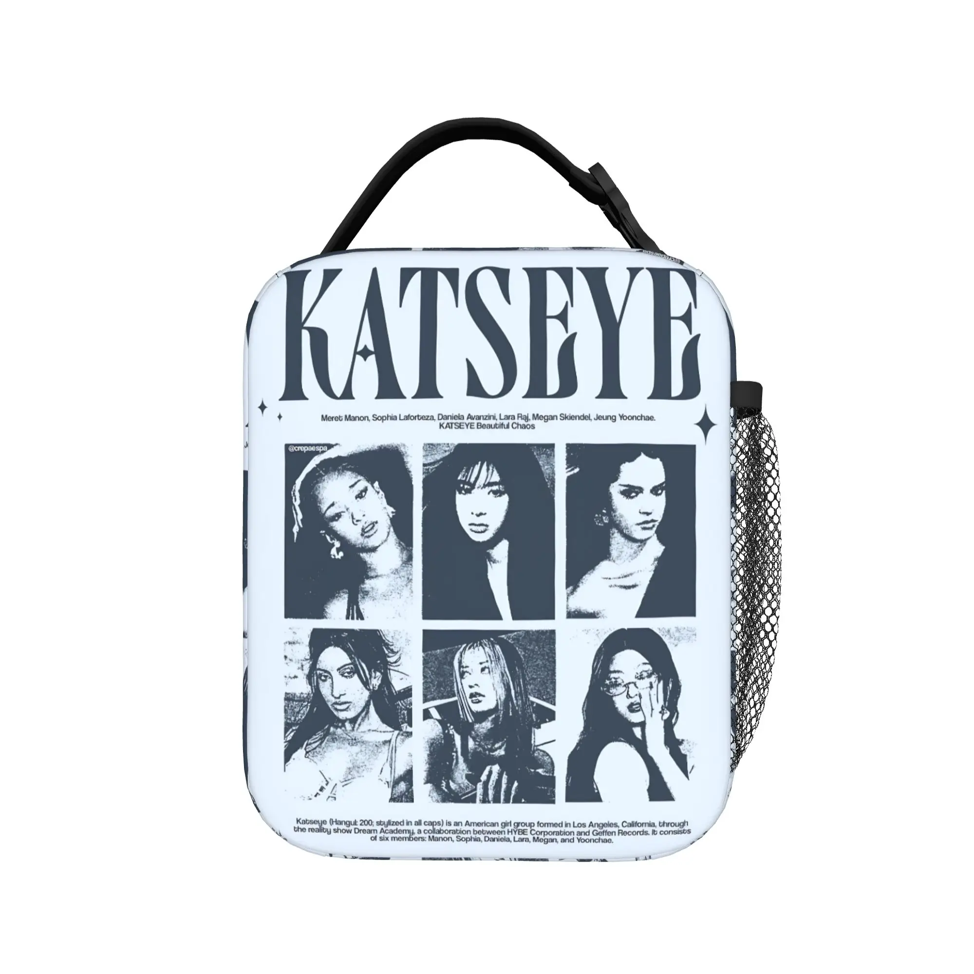 

Корейская K-pop группа Gril Group KATSEYE: сумка для обеда с принтом, портативный ланч-бокс, женская сумка-холодильник для пикника, водонепроницаемая термосумка для обеда