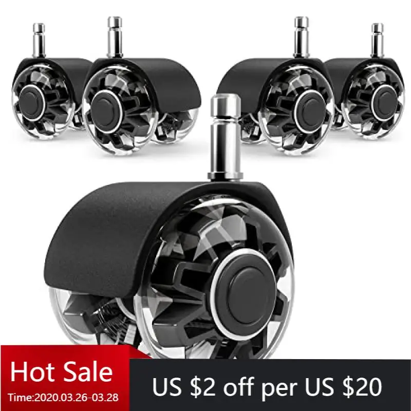 5Pcs Office Chair Caster Wheels Replacement, M11x22mm Heavy Duty Quiet Rolling Casters for Computer