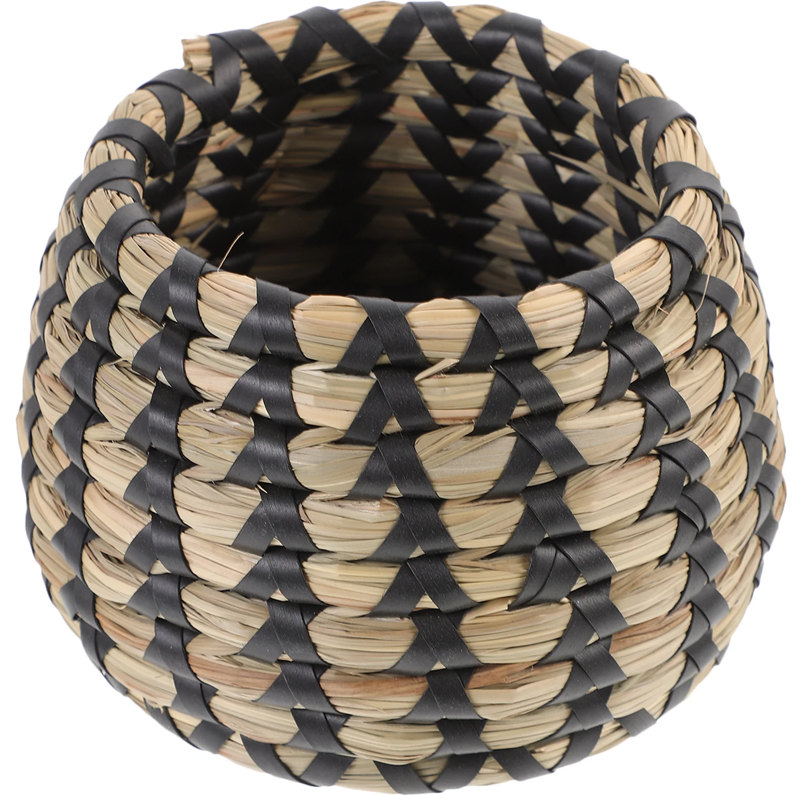 

1pc Natural Straw Handwoven Flower Pot Cover Multi-Purpose Woven Basket For Desktop Plant Organizer Pen Holder Indoor Planter