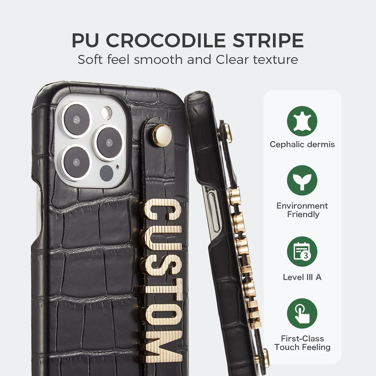 Luxury Crocodile Leather Custom Name Diamond Gold Letters Phone Case Cover For Iphone12 13 14 15Pro Max 7 8 Plus XS Brand Case