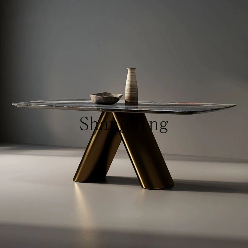 

FG minimalist marble square table household light luxury natural luxury stone dining table and chairs