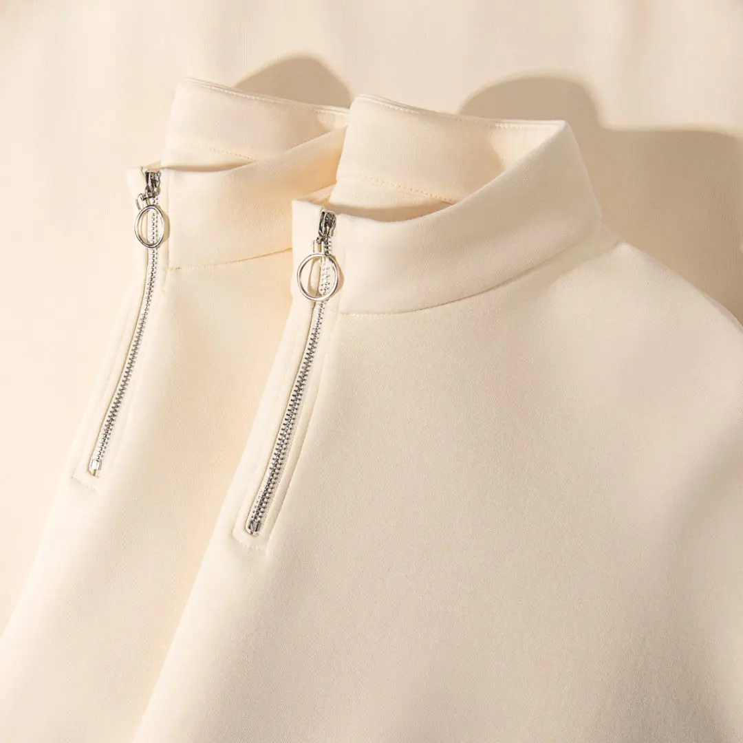 Felpa minimalista Donna 2025 Autunno 1/4 Zip Pullover Per il tempo libero Top Stand Up Colletto Felpa con cappuccio Ragazze Streetwear Pullover larghi