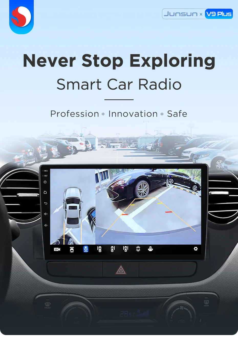 Junsun 360° ° Panorama Kamera Auto Radio Für Hyundai Grand I10 2013-2016 Drahtlose CarPlay Bildschirm Android Auto Stereo GPS Navi WiFi – Detail 1