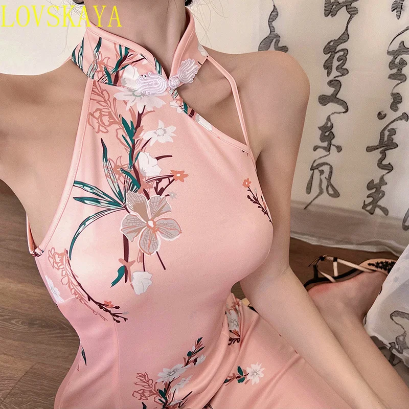 قميص نسائي منقوش بنقشة زهور ، فستان بلا أكمام ، قصة ضيقة ، طراز قديم ، شاب وعصري ، حديث ، مثير