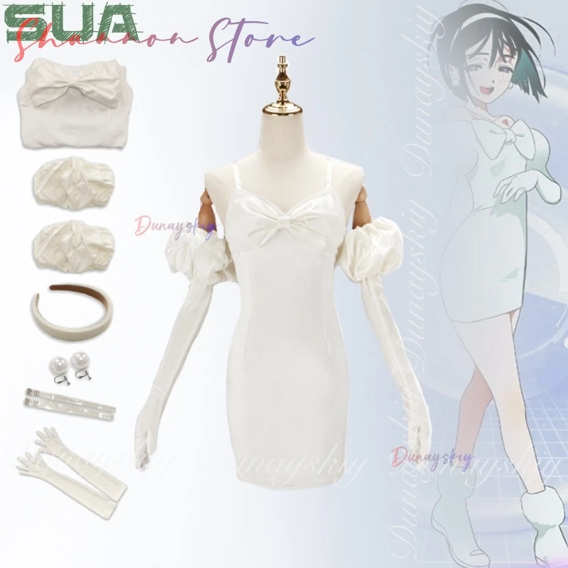 

ALIEN STAGE Anime Sua Cosplay A Girl Love Stars And Singing White Slim Dress With The Bicolor Wig Disfraz De Mujer Full Suit