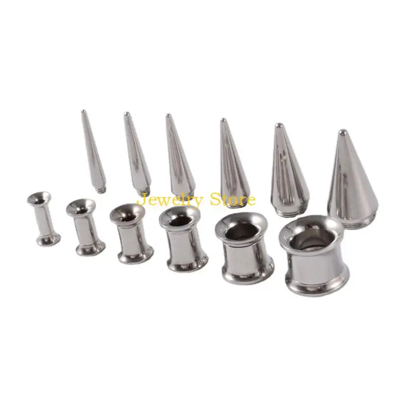 Image of F2TD 6PCS/SET Ohr Stretching -Verjüngungen Stecker Edelstahltunnel Messgeräte Expander Set Body Piercing Schmuck für Frauen