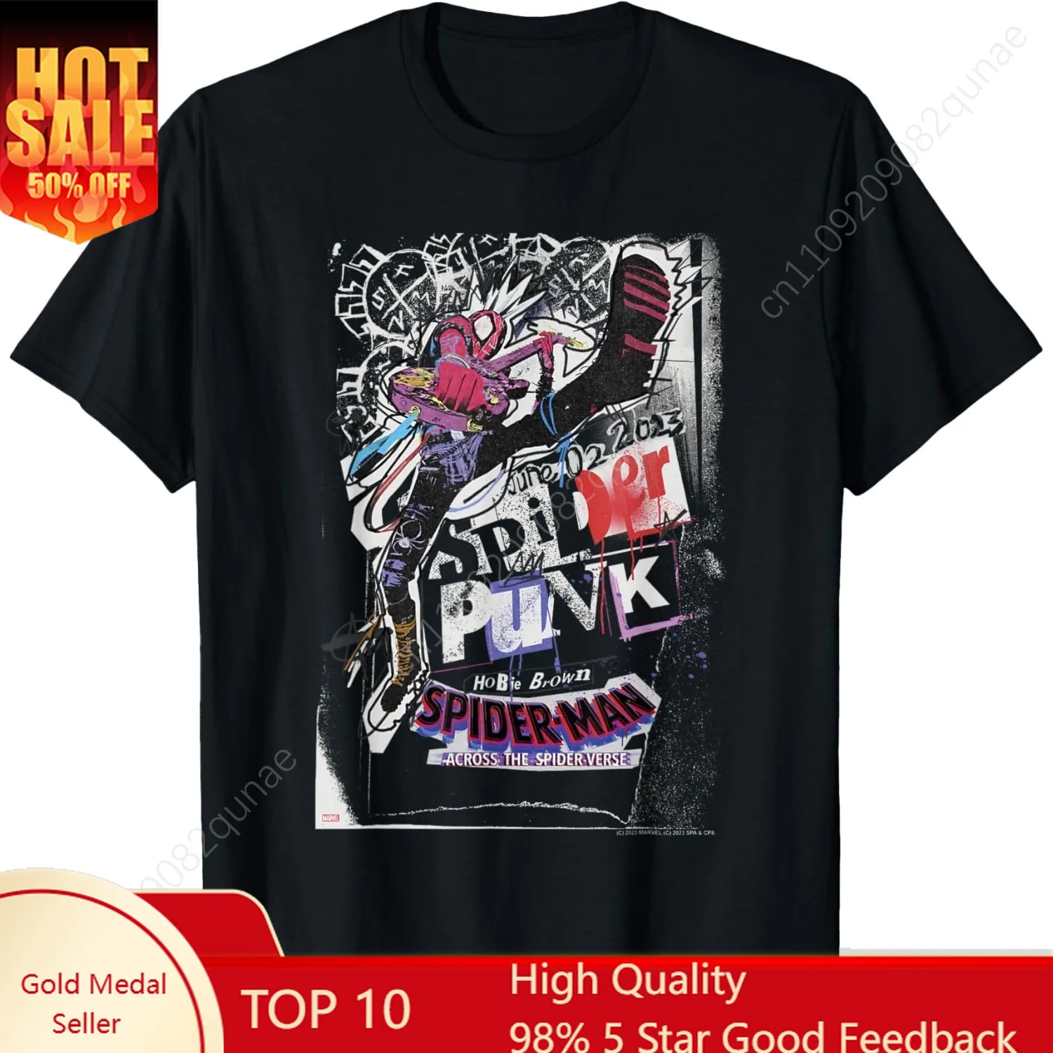 

Marvel Spider-Man Across The Spider-Verse Part 1 Spider-Punk Mens T-Shirt