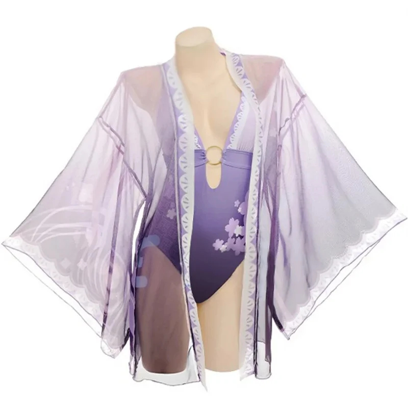 Anime Genshin Impact Costume da bagno Bikini con Kimono Cover Up Donna Venti Hutao Cosplay Anime Costumi da bagno Costume da bagno sexy