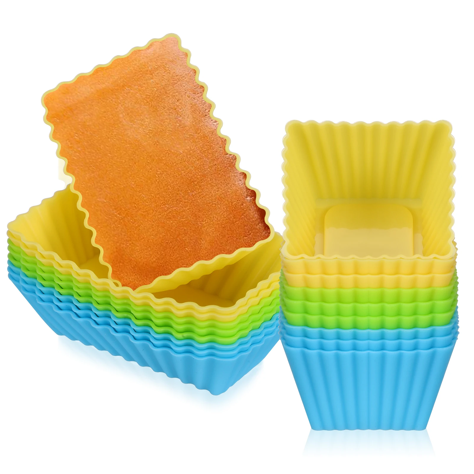 

18pcs Silicone Cake Mold Set Rectangular Square Baking Molds Food Grade Reusable Pan For Cupcakes Muffins Bread