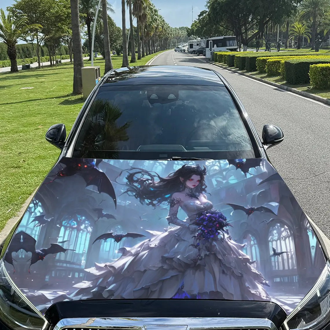 

Готическая темная ночь невесты, виниловая пленка для автомобиля, материал ПВХ, водонепроницаемая наклейка на капот автомобиля, самоклеящиеся устойчивые к царапинам наклейки для E