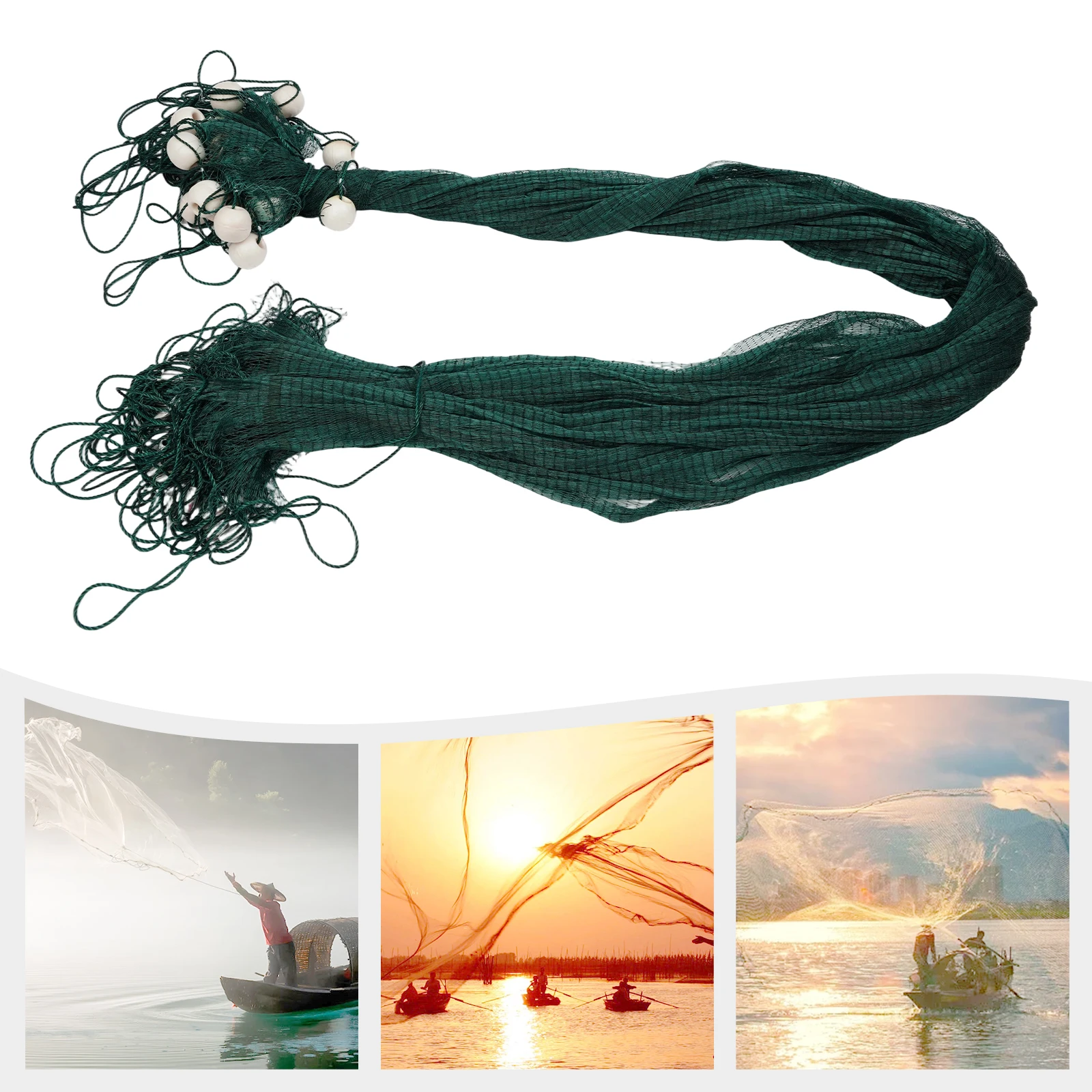 

3x20M / 10x65FT Green Fishing Drag Net Beach Seine Bait Seine Nylon Mesh Fish Net for Fishing at Ponds, Creeks,Sea, Lake