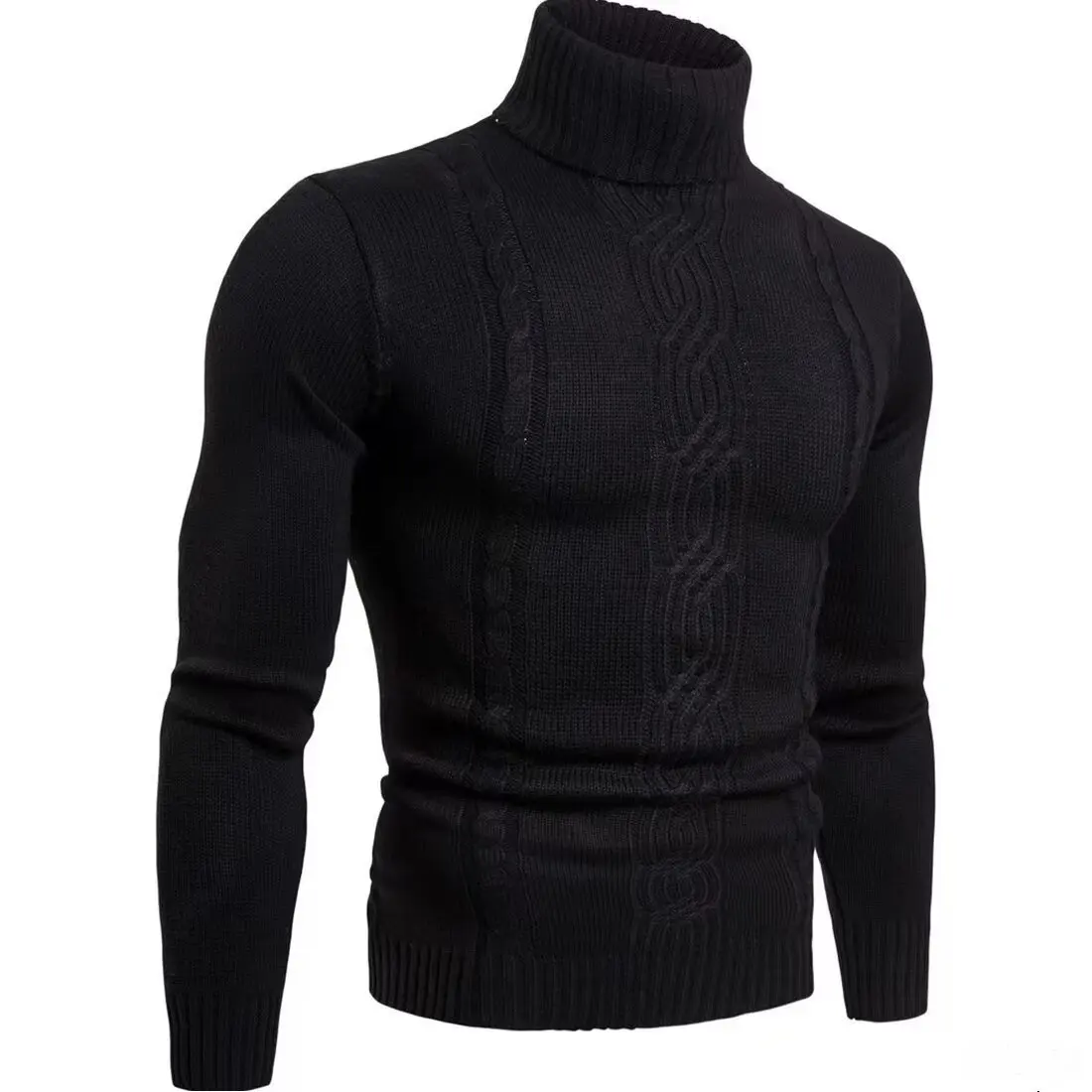 2025 New Fashion American European Men's Solid Color Casual Trendy Thicken Long Sleeve Turtleneck Knitted Sweaters Male Clothes