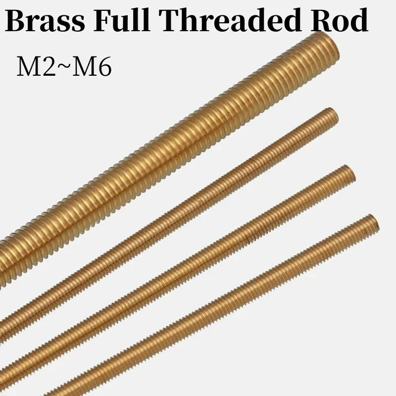 Brass Full Threaded Rod Solid Allthread Stud Thread Rod M2 M2.5 M3 M4 M5 M6