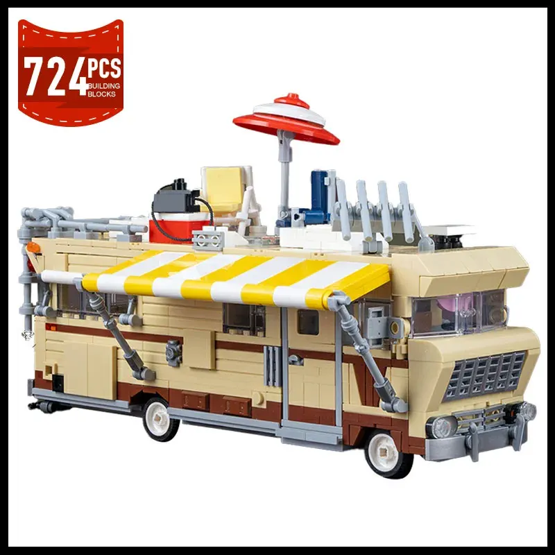 moc-the-walking-deaded-car-dale's-rv-model-building-blocks-kit-movies1973-chieftainer-van-vehicle-bricks-bricks-toys-gifts