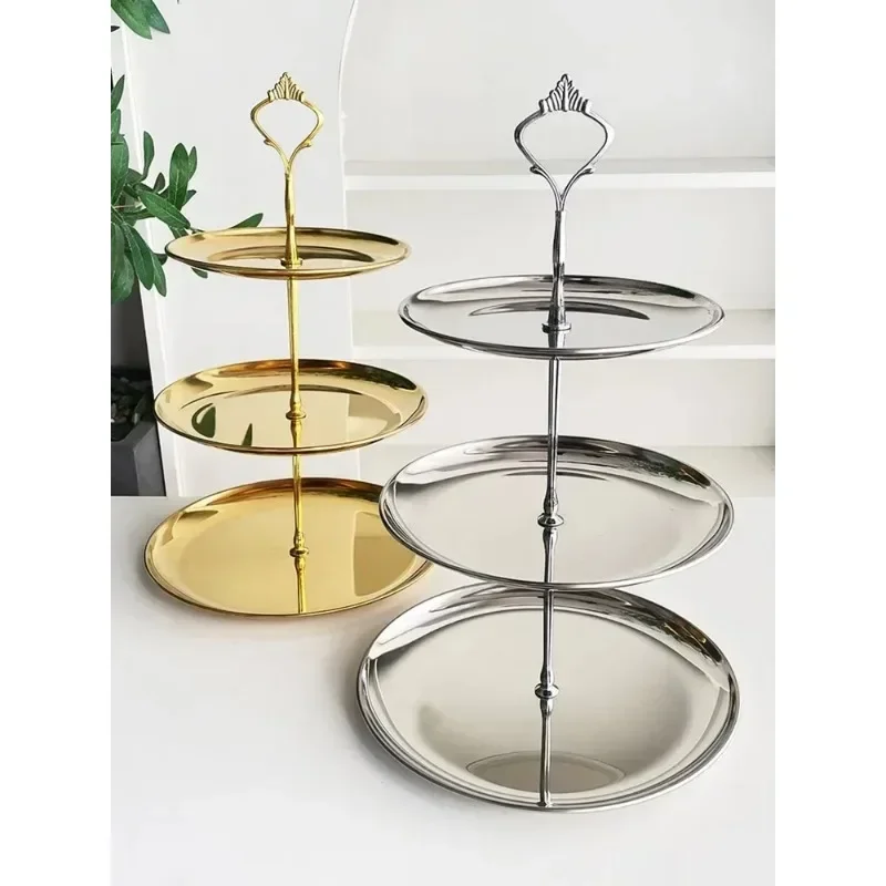 

Stainless Steel Fruit Plate European 3 Layer Snack Rack Cake Display Rack Dessert Plates Party Decoration Kitchen Storage Tray