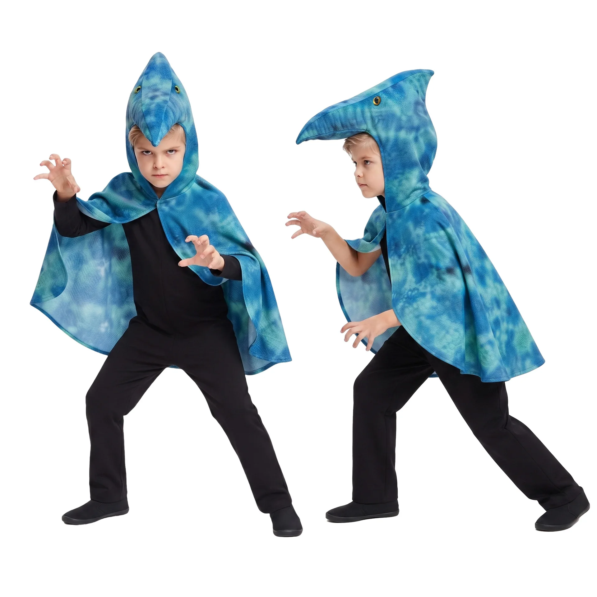 Kids Jurassic Pterosaur Dinosaur Cape Cloak Halloween Animal Cosplay Costume for Kindergarten Party Stage Role Play Dress Up