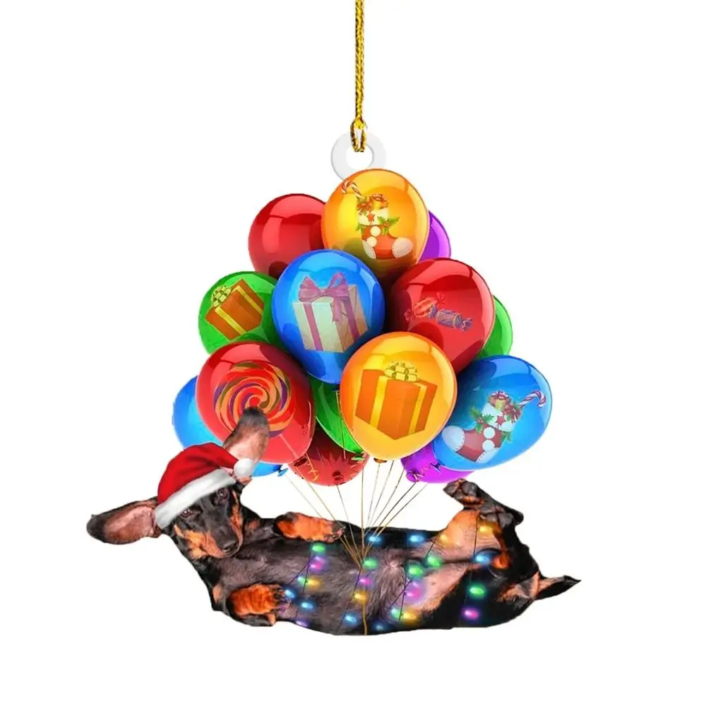 

2D Dachshund Pendant Double Sided Acrylic Christmas Hanger Oranments Dachshund Cute Acrylic Christmas Dog Pendants