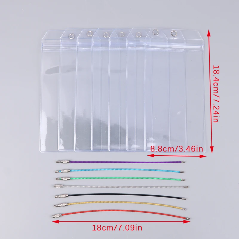 Resealable impermeável Ticket Clear Card Sleeve, Bagagem Cruise Tag Holder, Zip Seal Pouch, Cabo de aço Loop, 5Pcs